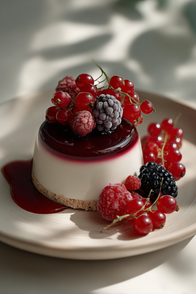 Oat-Milk Panna Cotta with Berry Coulis