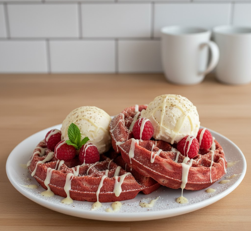 Red Velvet Marble Waffles Recipe 🍓