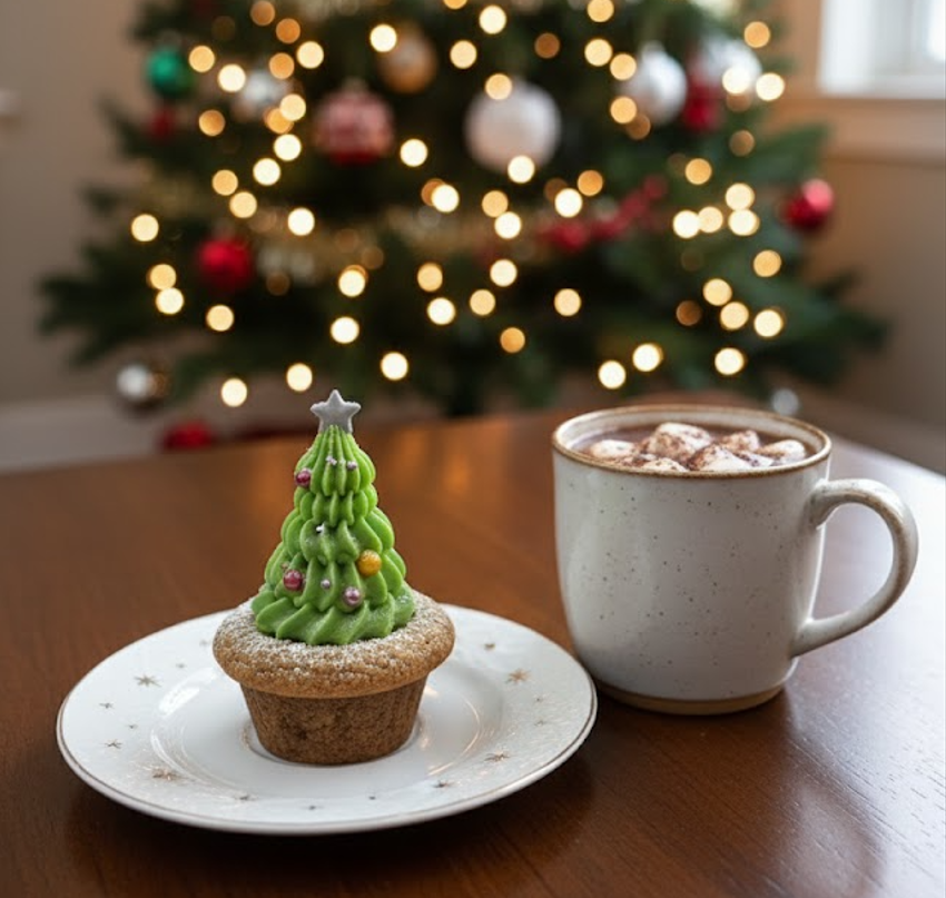 Chocolate-Filled Christmas Tree Cookie Cups