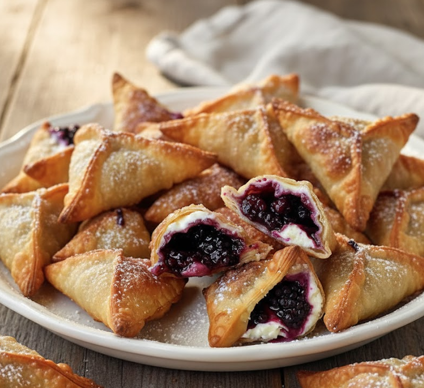 Crispy Blackberry Cream Cheese Wontons