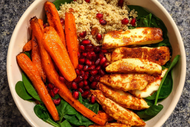Halloumi & Cinnamon Roasted Carrot Bowl