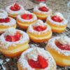 Fluffy Donuts Filled with Creamy Strawberry Cheesecake