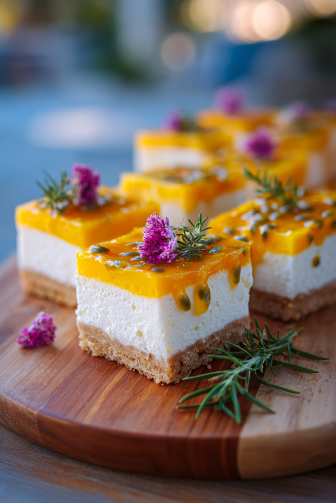 Mango Passionfruit Cheesecake Bars