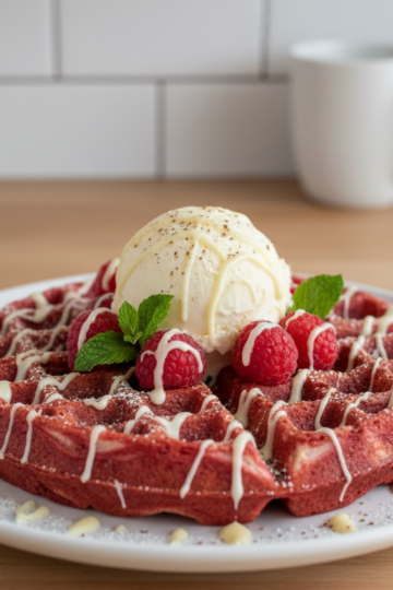 Red Velvet Marble Waffles Recipe 🍓