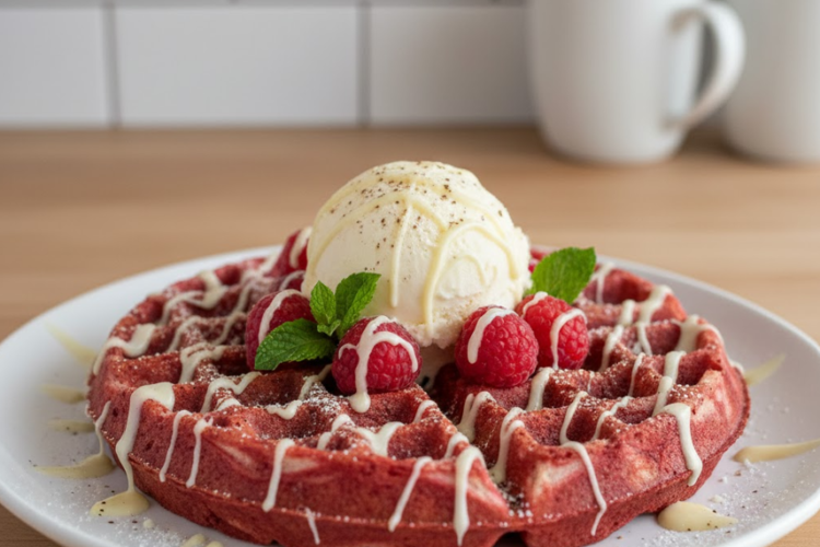 Red Velvet Marble Waffles Recipe 🍓