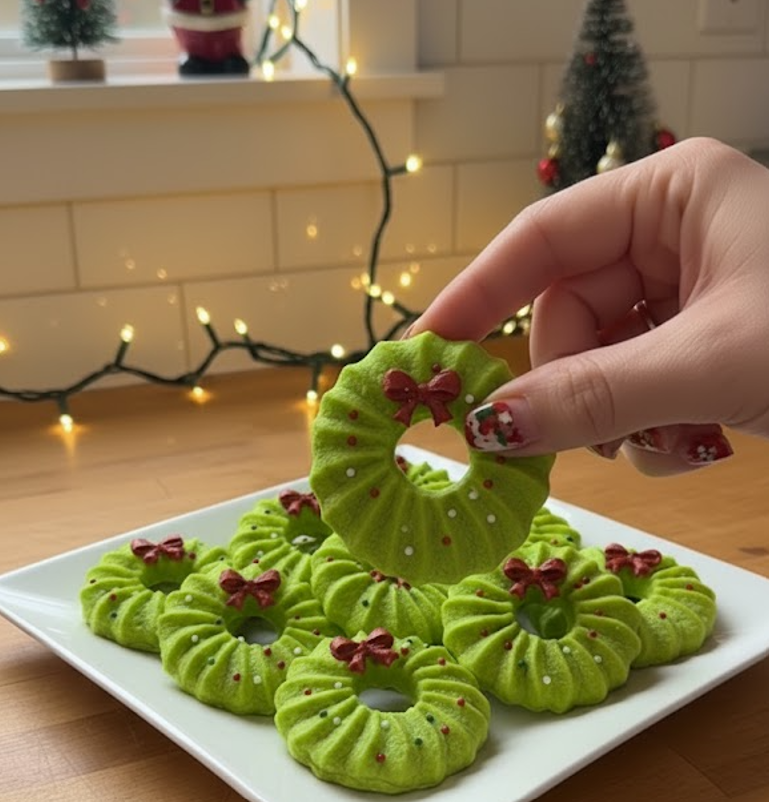Christmas Wreath Cookies 🎄 