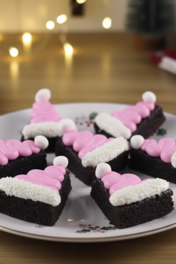 🎀 Pink Santa Hat Brownies