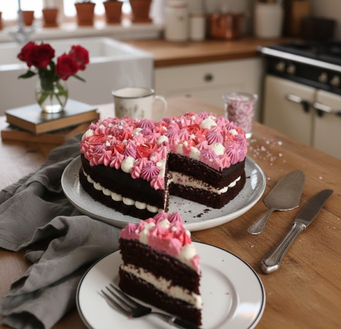Heart-Shaped Chocolate Ganache Cake 