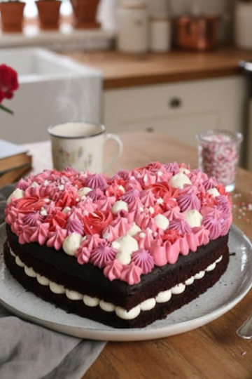 Heart-Shaped Chocolate Ganache Cake