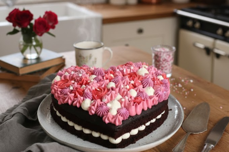 Heart-Shaped Chocolate Ganache Cake