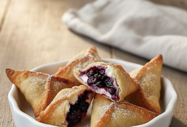 Crispy Blackberry Cream Cheese Wontons – Sweet & Fruity Dessert Bites